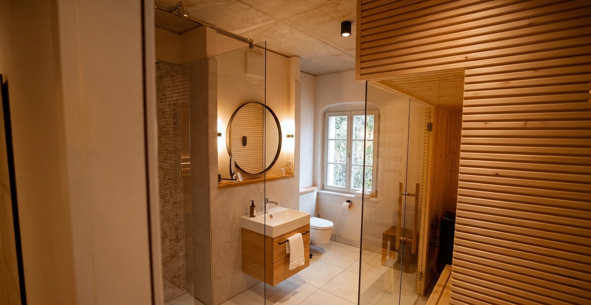Badezimmer mit Sauna